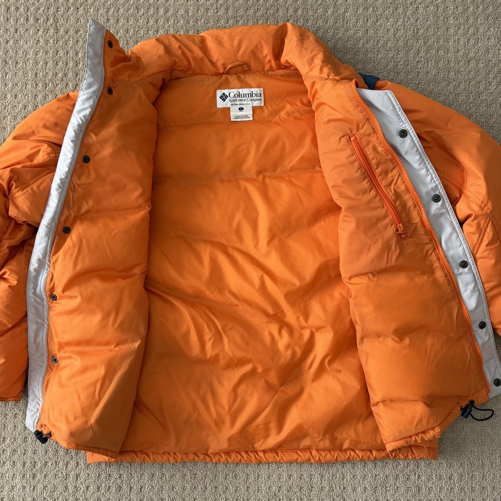Vintage Columbia Down 650 Fill Convertible Puffer Vest Jacket Orange Men Large - Picture 7 of 11